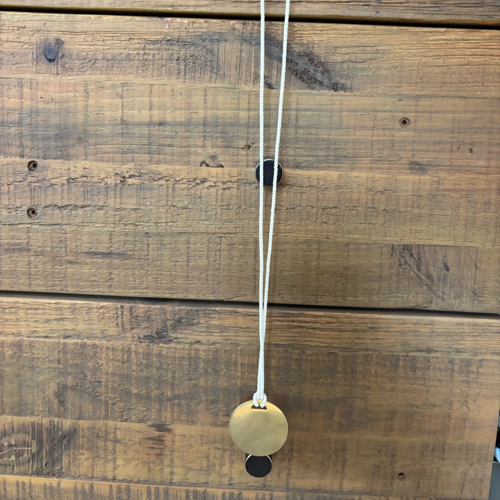 Wooden Pendant Necklace with Cream Cord